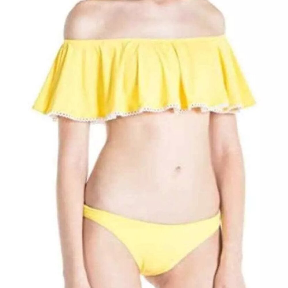 Sauipe Women's Ruffle Bikini Swimsuit Size Large Yellow NWT